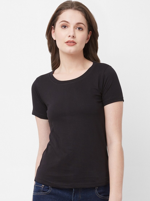 

Vero Forza Women Black Solid Round Neck T-shirt