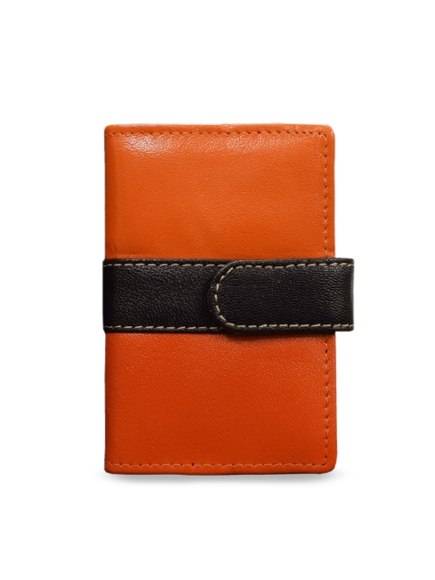 

ABYS Unisex Orange Solid Leather Card Holder