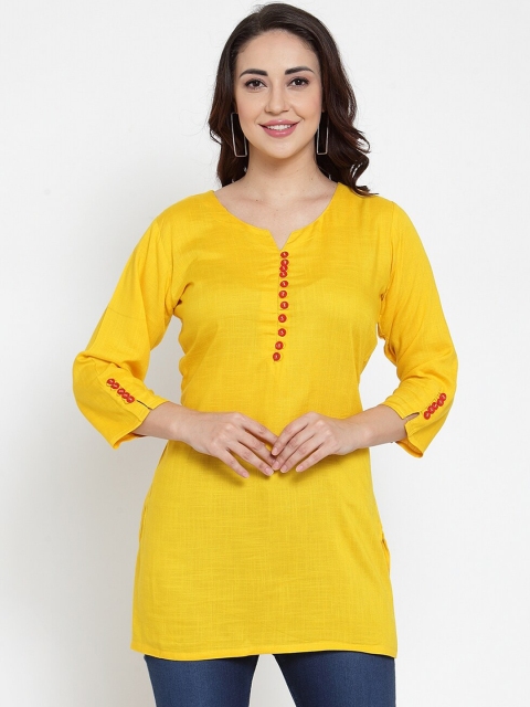

Baani Women Yellow Solid Cotton Tunic