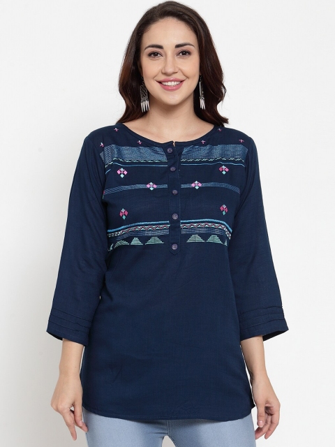 

Baani Navy Blue Embroidered Tunic