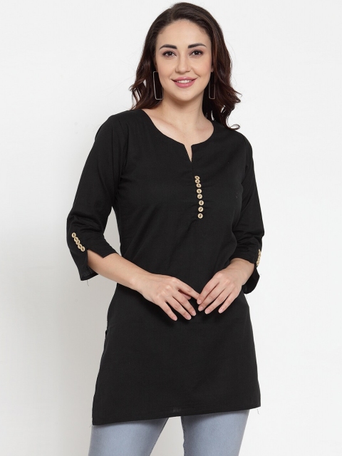 

Baani Black Solid Cotton Tunic