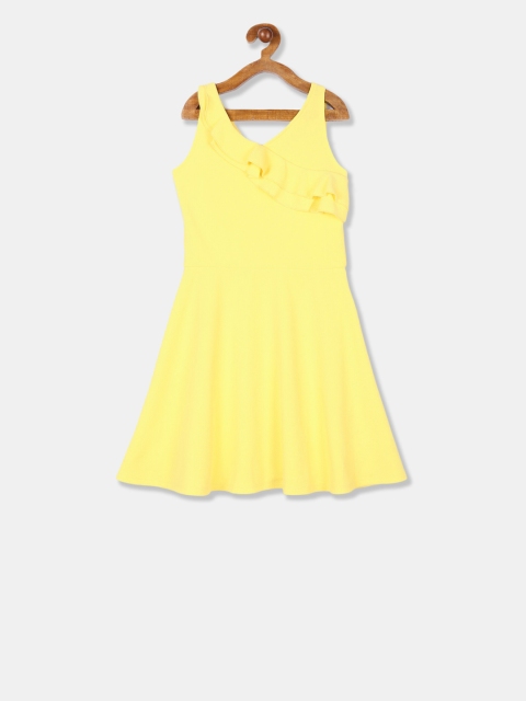 

The Childrens Place Girls Yellow Solid A-Line Dress