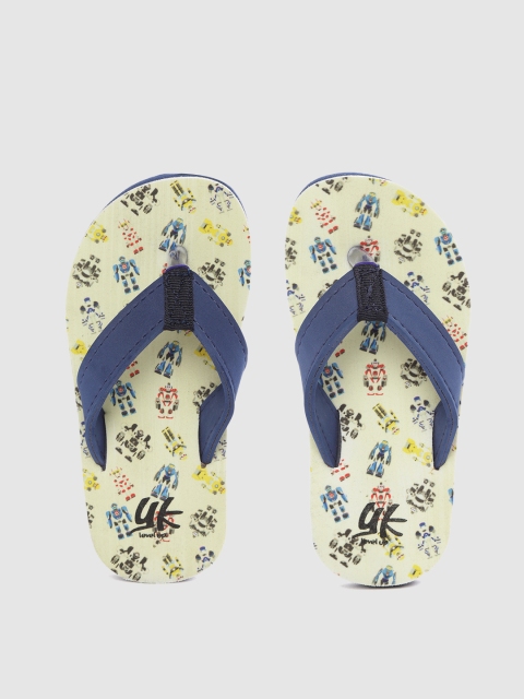 

YK Boys Navy Blue & Of-White Robot Print Thong Flip-Flops