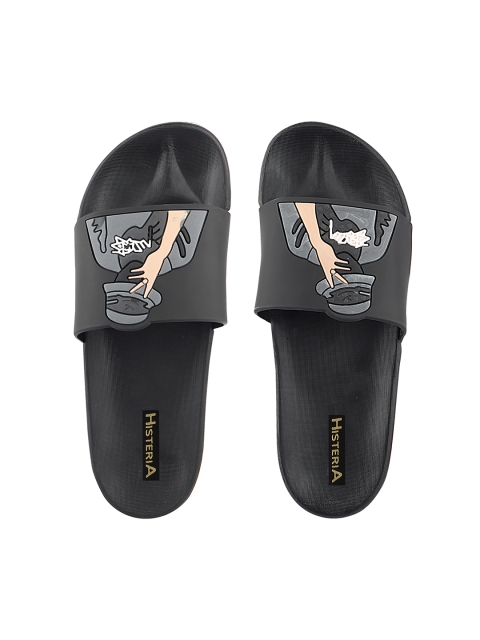

Histeria Men Black Printed Slip-On