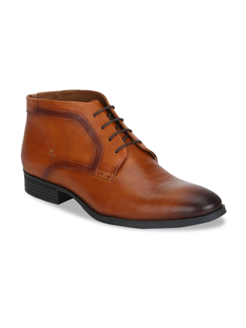 

Aditi Wasan Men Tan Brown Solid Leather Flat Boots