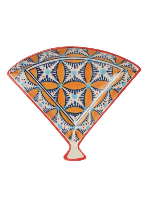 

Chumbak Mustard Yellow & Blue Vibrant Floral Triangular Platter