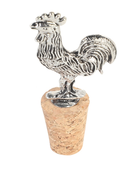 

Chumbak Silver-Toned Ornate Rooster Wine Stopper