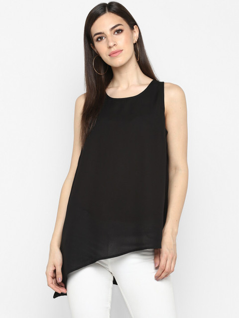 

Aditi Wasan Women Black Solid High-Low Tank Top