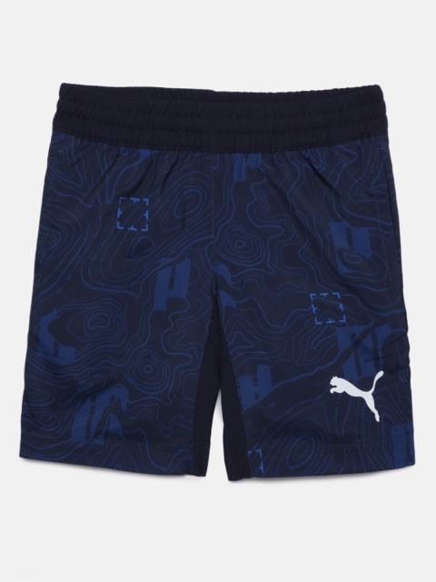 

Puma Boys Navy Blue Printed Regular Fit Regular Shorts