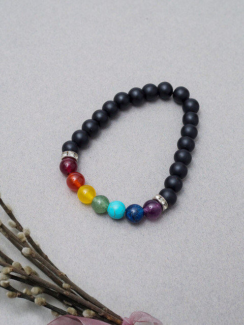 

Golden Peacock Multicoloured Elasticated Bracelet, Multi