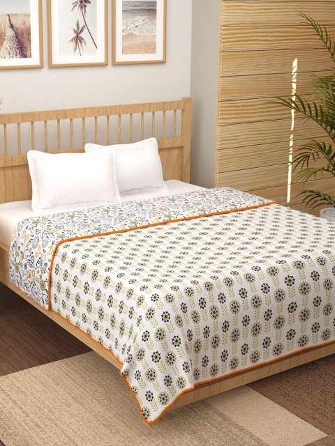 

Story@home White Yellow Mild Winter 150 GSM Lightweight Reversible Double Bed Dohar
