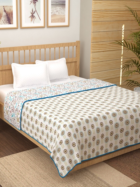 

Story@home White & Blue Floral Mild Winter 150 GSM Double Bed Dohar