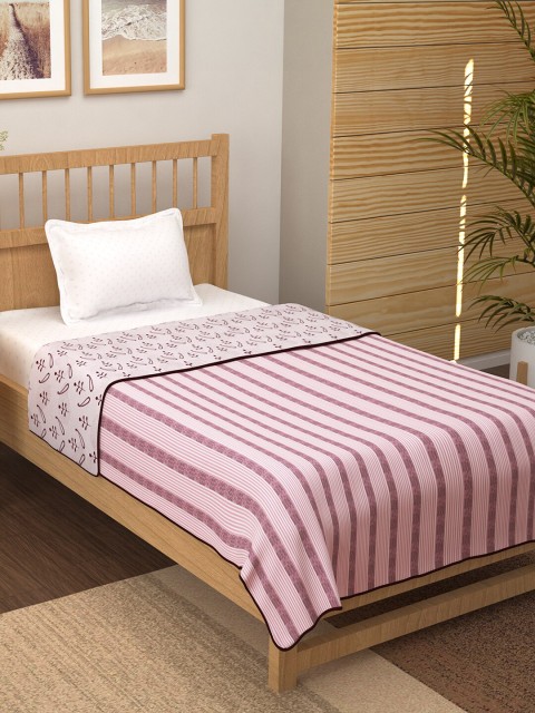 

Story@home Pink & Maroon Striped Mild Winter 210 GSM Single Bed Dohar