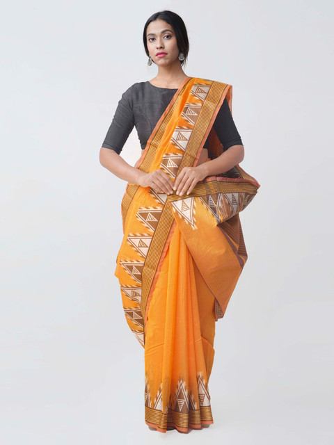 

Unnati Silks Yellow Silk Cotton Woven Design Chettinad Sustainable Saree