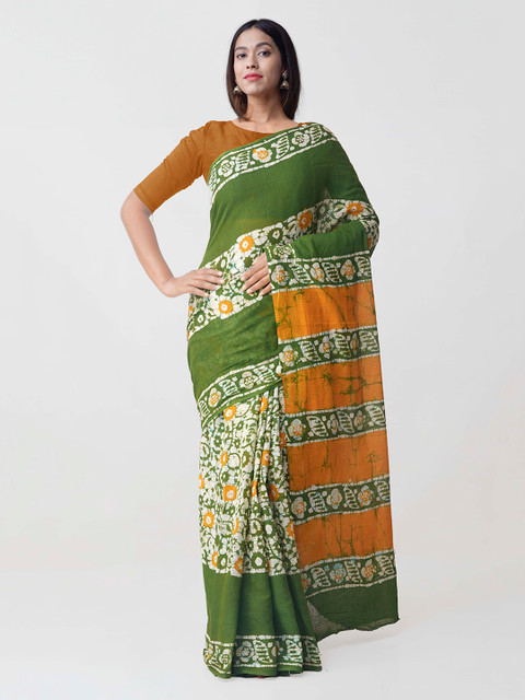

Unnati Silks Green Pure Organza Cotton Printed Kota Saree