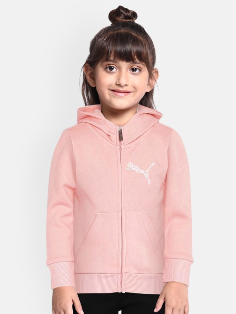 

Puma Girls Pink Graphic Printed Full Zip Hoodie