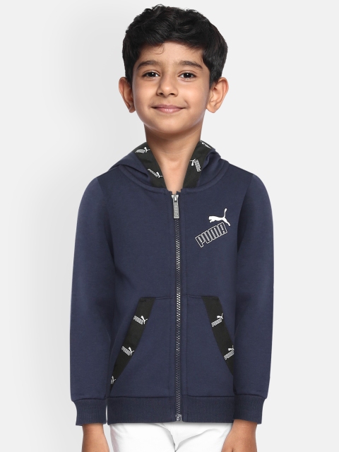 

Puma Boys Navy Blue Solid Hooded Sweatshirt