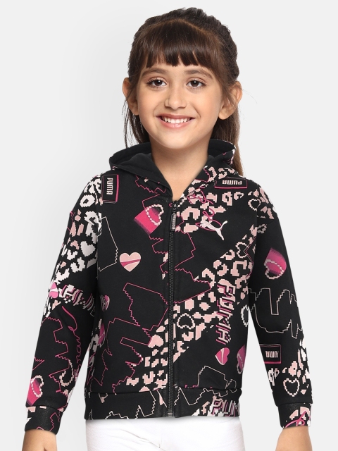 

Puma Girls Black & Pink Printed Alpha AOP Sweatshirt