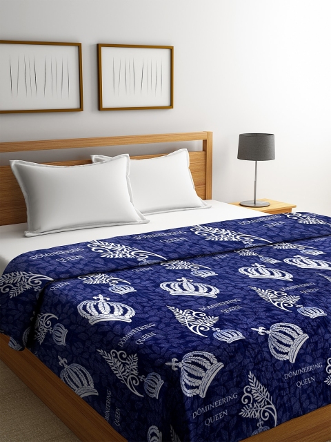 

NEUDIS Blue Floral AC Room 210 GSM Double Bed Blanket