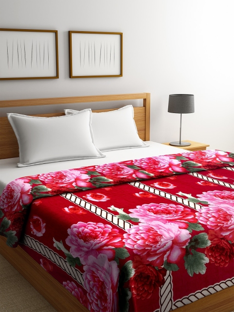 

NEUDIS Red & Pink Floral AC Room 233 GSM Double Bed Blanket