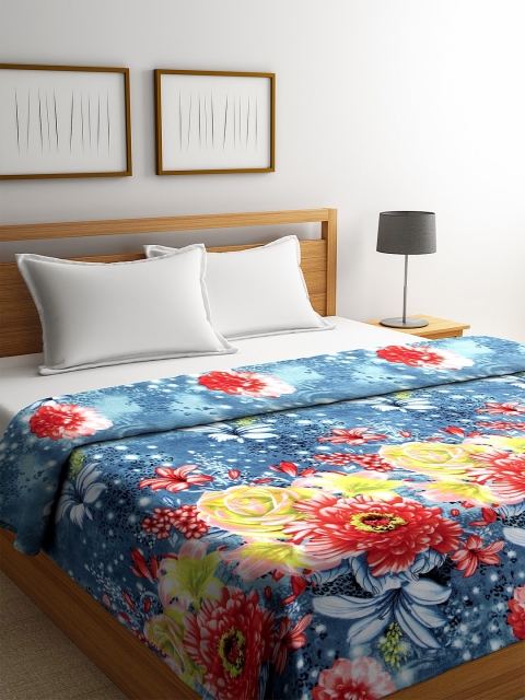 

NEUDIS Blue Floral AC Room 233 GSM Double Bed Blanket