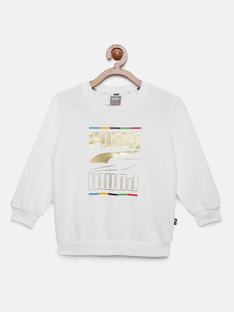 

Puma Boys White & Gold-Toned Printed Sweatshirt