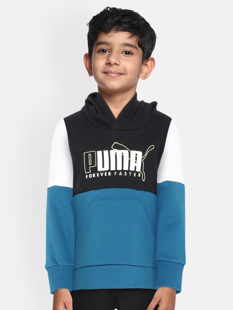 

Puma Boys Blue & Black Colourblocked Hooded Sweatshirt