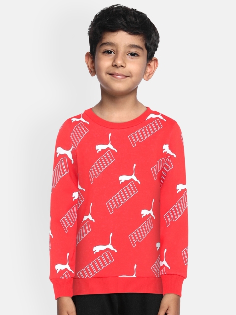 

Puma Boys Red & White Printed Amplified AOP Crew FL B Sweatshirt