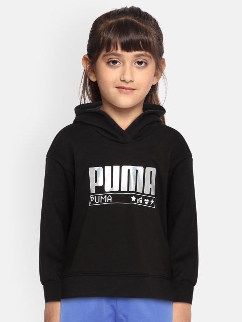 

Puma Girls Black Printed Hooded Sweatshirt