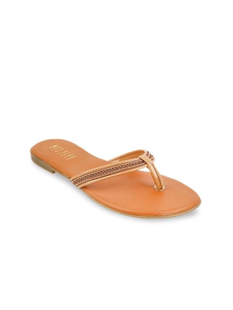 

Wet Blue Women Beige Striped Open Toe Flats