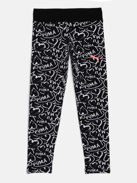 

Puma Girls Black & White AOP Ankle Length Legging