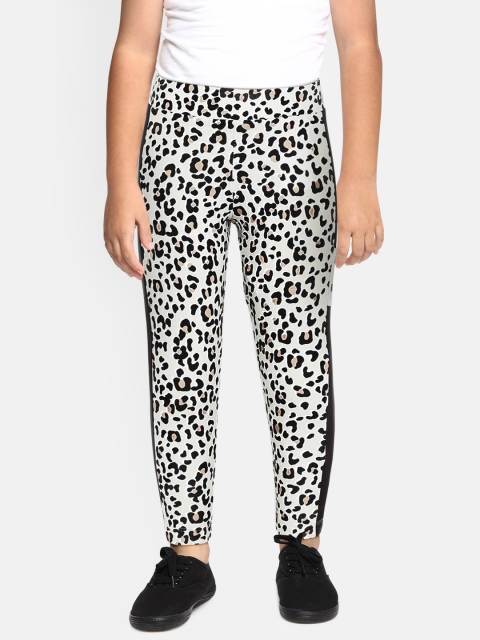 

Puma Girls Off-White & Black Animal Printed Classics Wild Tights