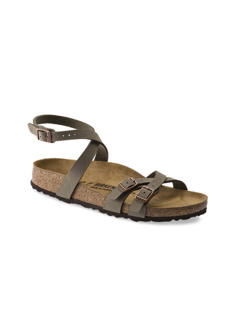 

Birkenstock Women Brown Blanca Open Toe Narrow Width Flats, Bronze