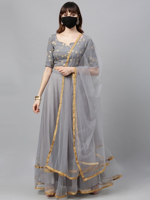 

EthnoVogue Grey Embroidered Made to Measure Lehenga Choli