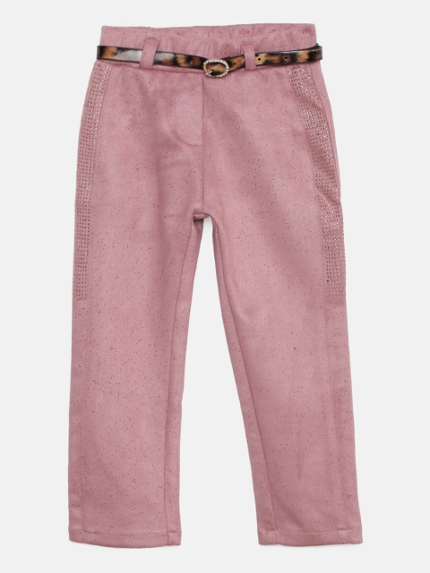 

Actuel Girls Pink Regular Fit Embellished Trousers With Belt