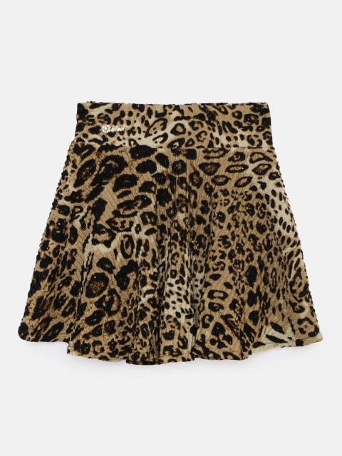 

Actuel Girls Brown & Black Leopard Printed Flared Skirt