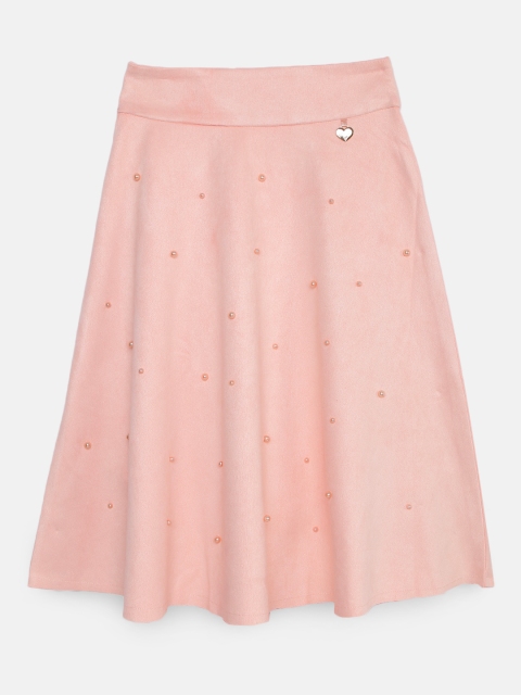 

Actuel Girls Pink Bead Detailed Flared Suede Skirt