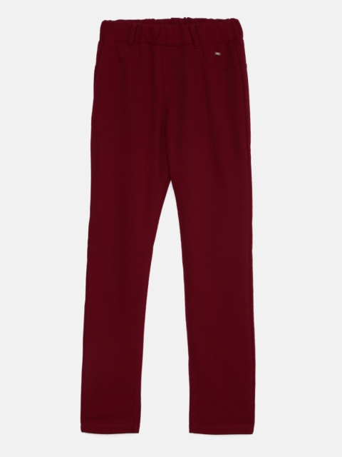 

Actuel Girls Magenta Solid Regular Fit Knitted Jeggings