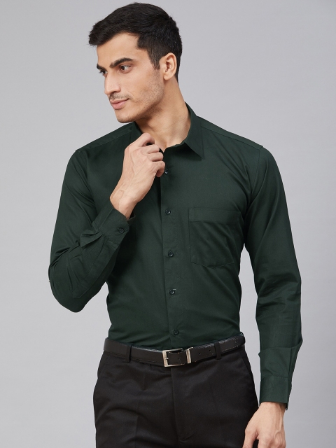 

DENNISON Men Green Smart Slim Fit Anti-Microbial Solid Formal Shirt