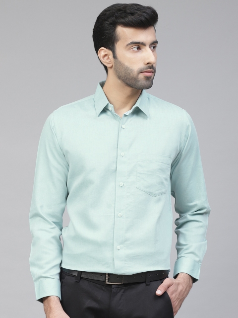 

DENNISON Men Sea Green & White Smart Slim Fit Self Design Formal Shirt