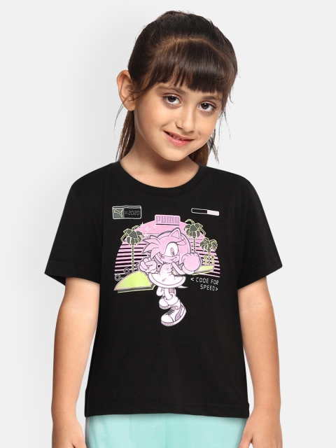 

Puma Girls Black Printed x SEGA Round Neck T-shirt