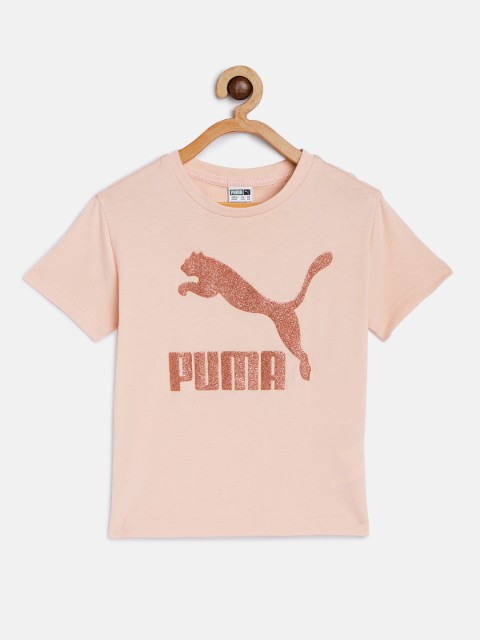 

Puma Girls Pink Pure Cotton Classic Brand Logo Printed Crop Cotton Pure Cotton T-shirt