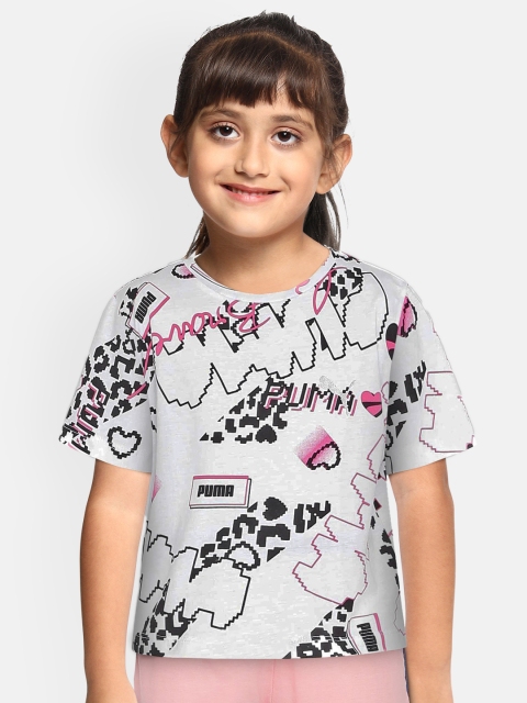 

Puma Girls White Printed Round Neck Alpha T-shirt