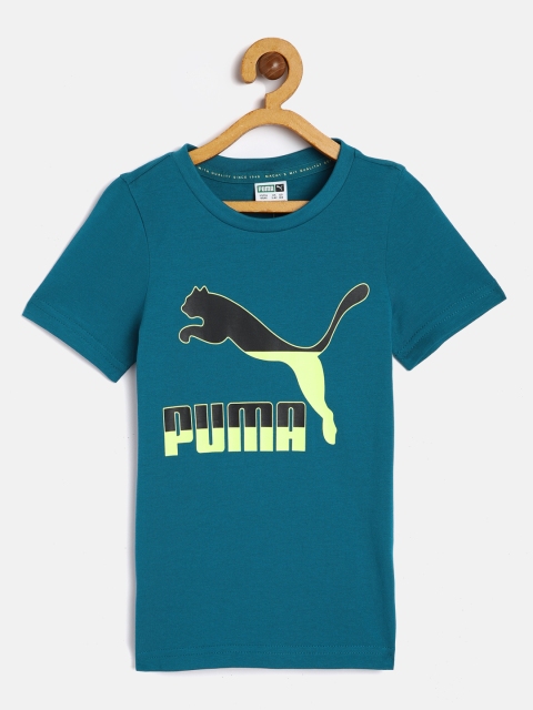 Boys Blue Yellow Printed Pure Cotton T-shirt