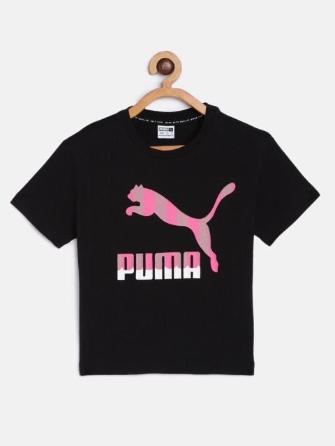 

Puma Girls Black & Pink Brand Logo Print Classics Tee