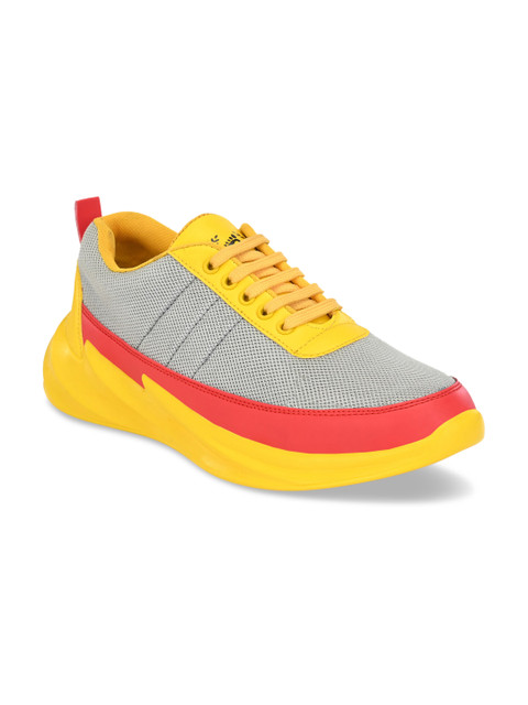 

Prolific Men Yellow & Grey Colourblocked Mesh Running Shoes