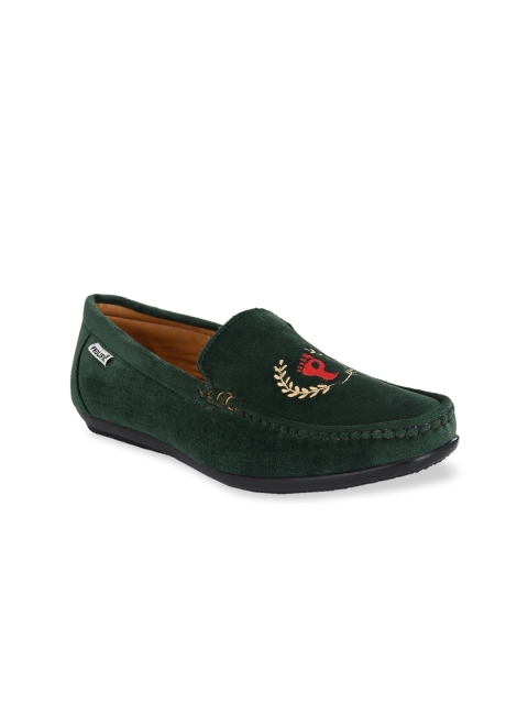 

Prolific Men Green Woven Design Suede Loafers