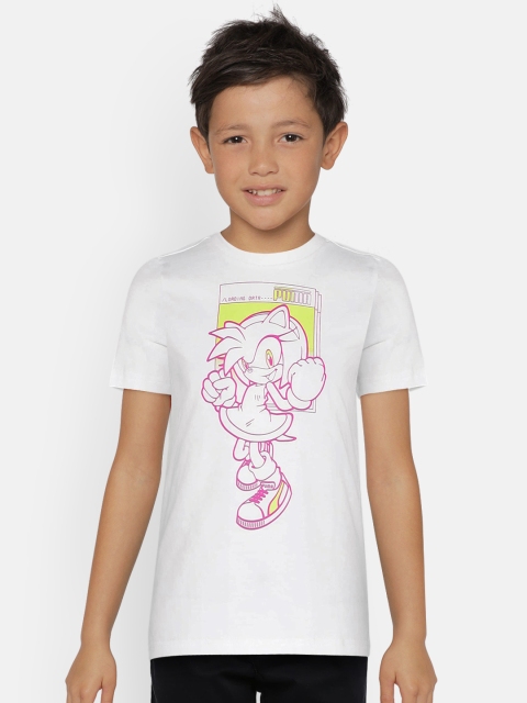 

Puma x SEGA Boys White Printed Round Neck Pure Cotton T-shirt