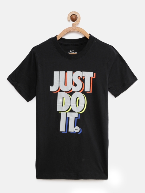

Nike Unisex Kids Black Printed Round Neck T-shirt