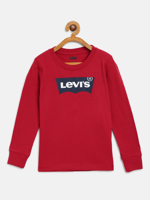 

Levis Boys Red Brand Logo Print Round Neck T-shirt